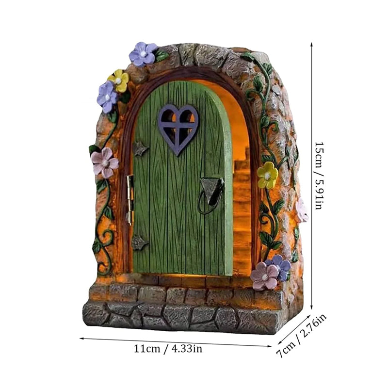 Statue de porte féerique à énergie solaire avec lumière LED