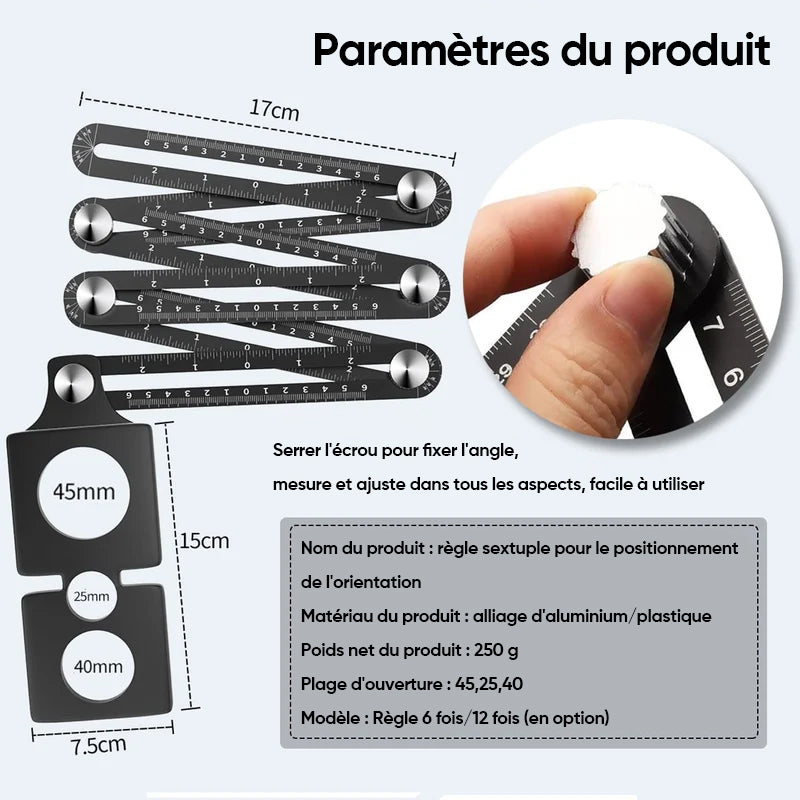Règle de mesure à angles multiples