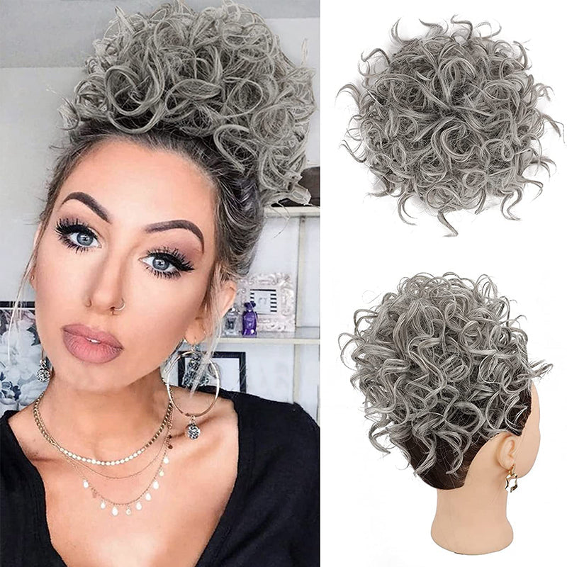 Chignon court et bouclé avec cordon élastique