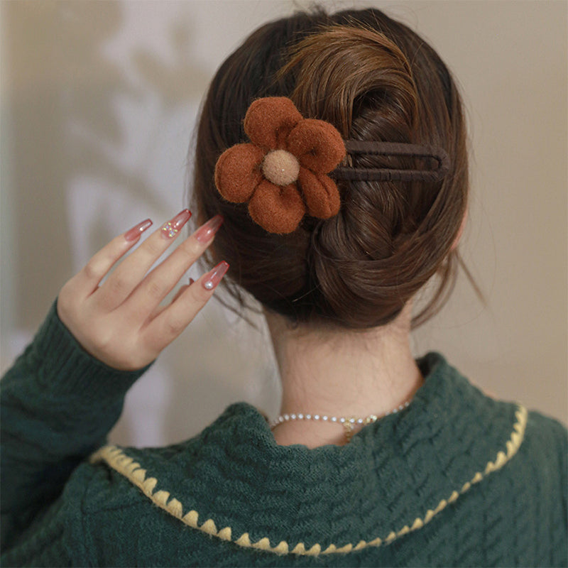 Épingles à Cheveux à Fleurs en Peluche Élégantes