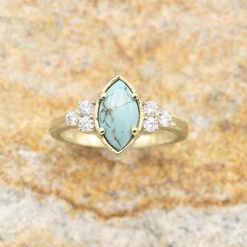 Bague Diamant Turquoise Naturelle