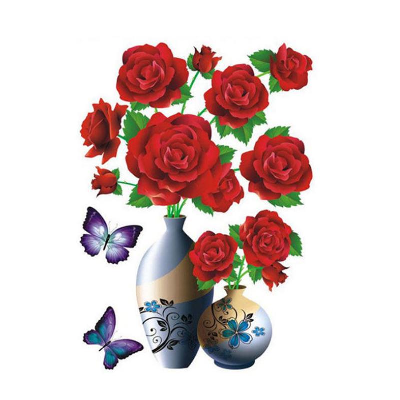Vase à Fleurs en 3D Sticker Mural Auto-adhésifs
