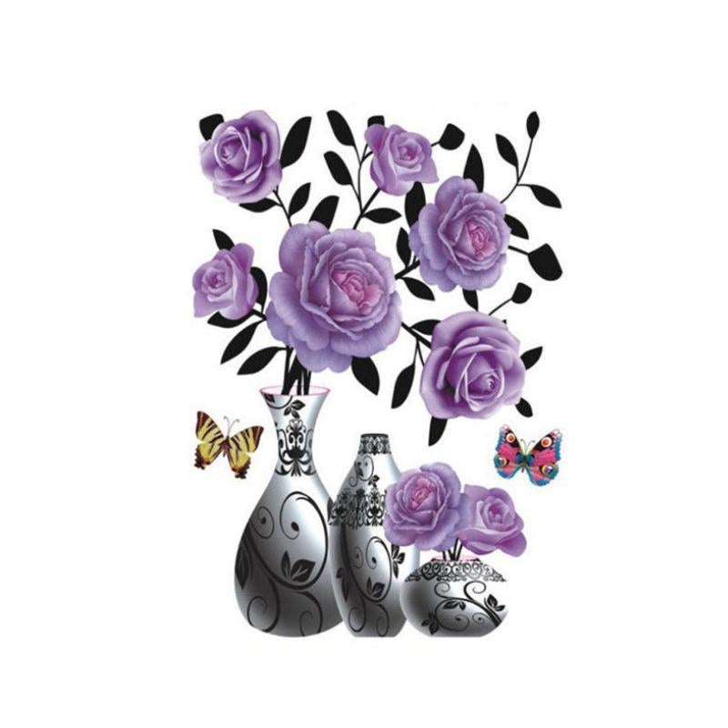 Vase à Fleurs en 3D Sticker Mural Auto-adhésifs