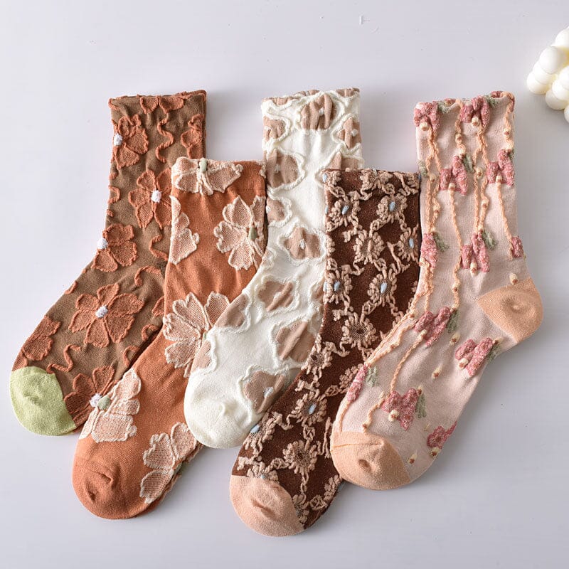 Chaussettes en Coton à Fleurs pour femmes (10 paires)