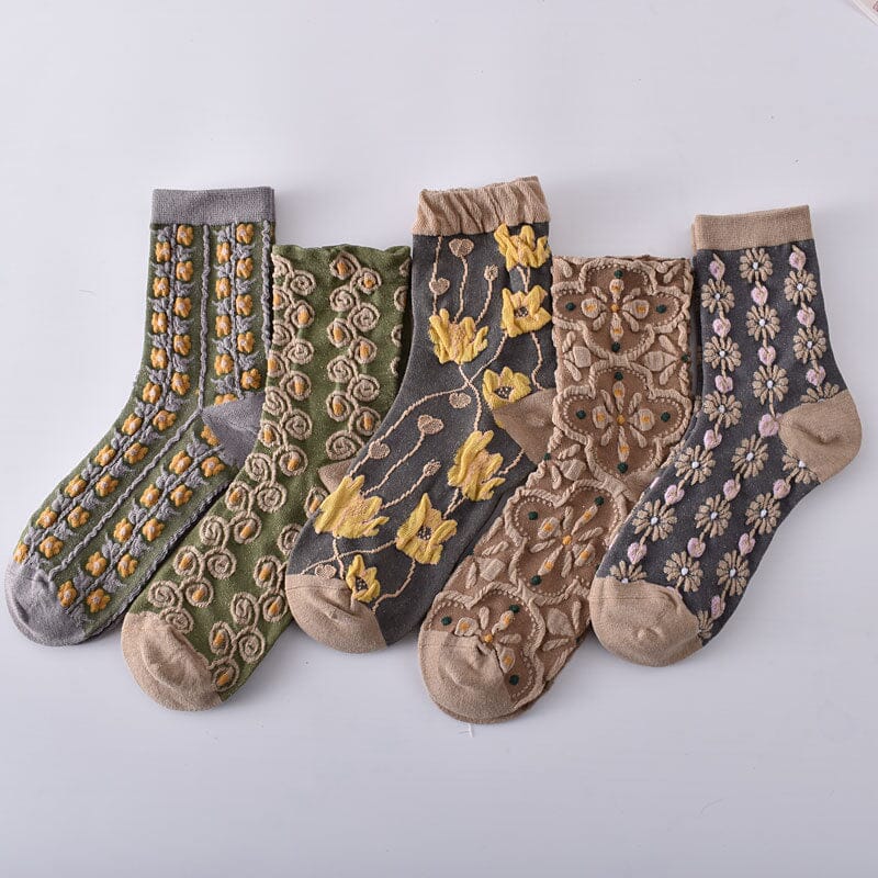 Chaussettes en Coton à Fleurs pour femmes (10 paires)
