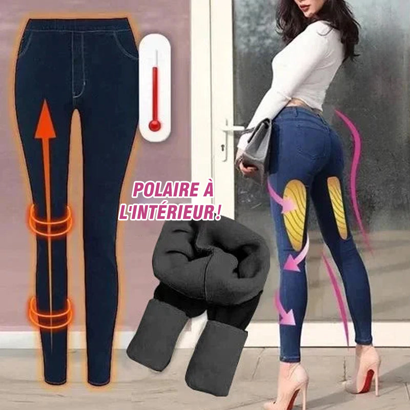 Jeans en molleton élastique épaissi pour femmes