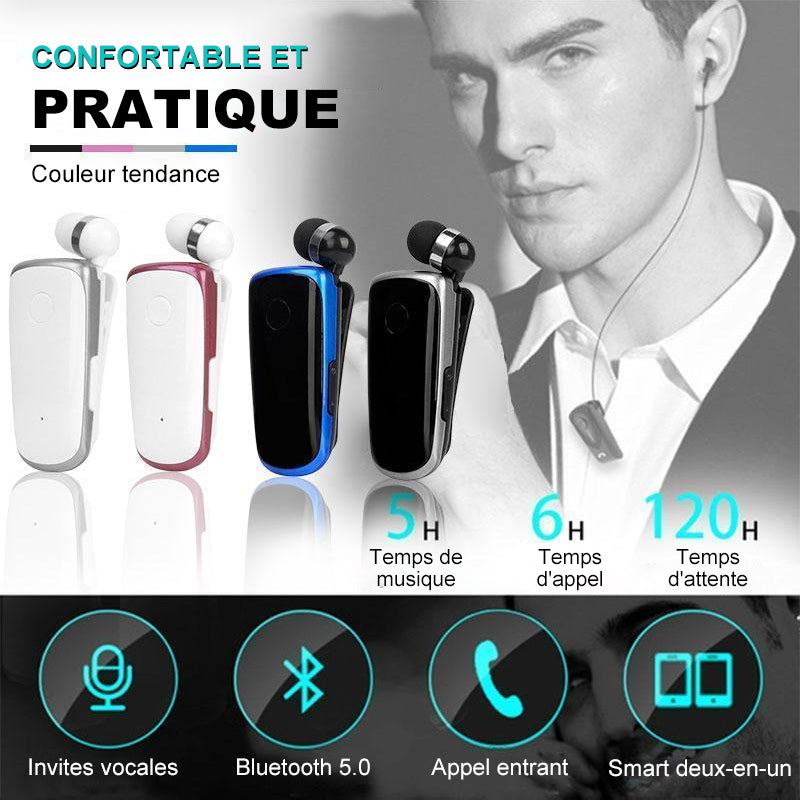 Oreillette Bluetooth à pince pour collier