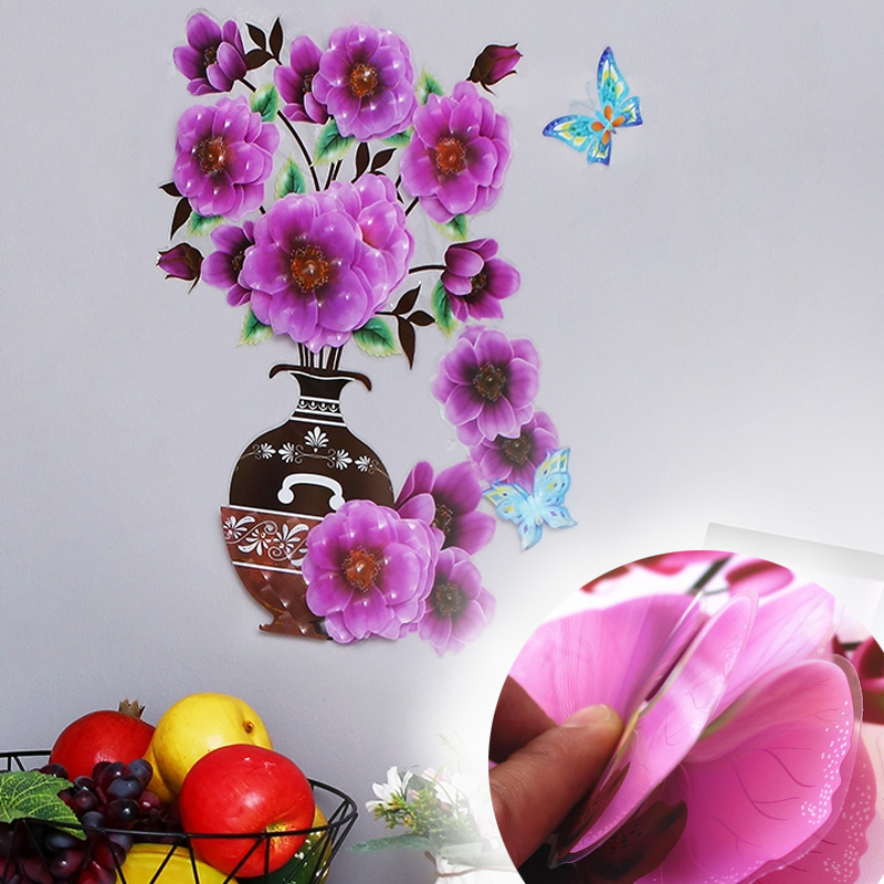 Vase à Fleurs en 3D Sticker Mural Auto-adhésifs