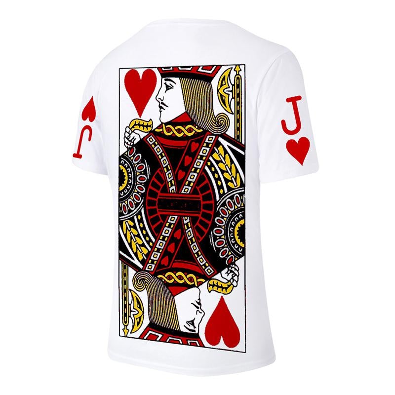 T-shirt Col Rond D'été Imprimé Motif Cartes à Jouer - ciaovie
