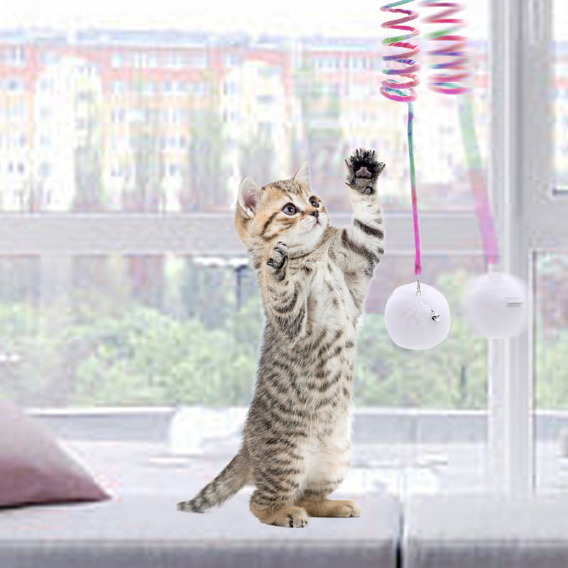 Jouet pour chat en peluche Ă ressort suspendu