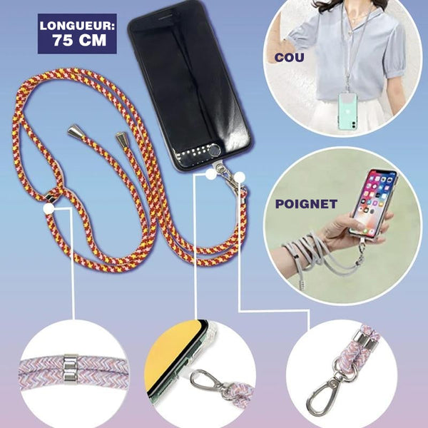 Lanière Portable Réglable CHUQING Sangle Téléphone Universelle - Cordon Crossbody Réglable Bleu Roi - Porté Col Ou Épaule - Pour Smartphone Et Appareils Nomades Anneau Telephone Portable