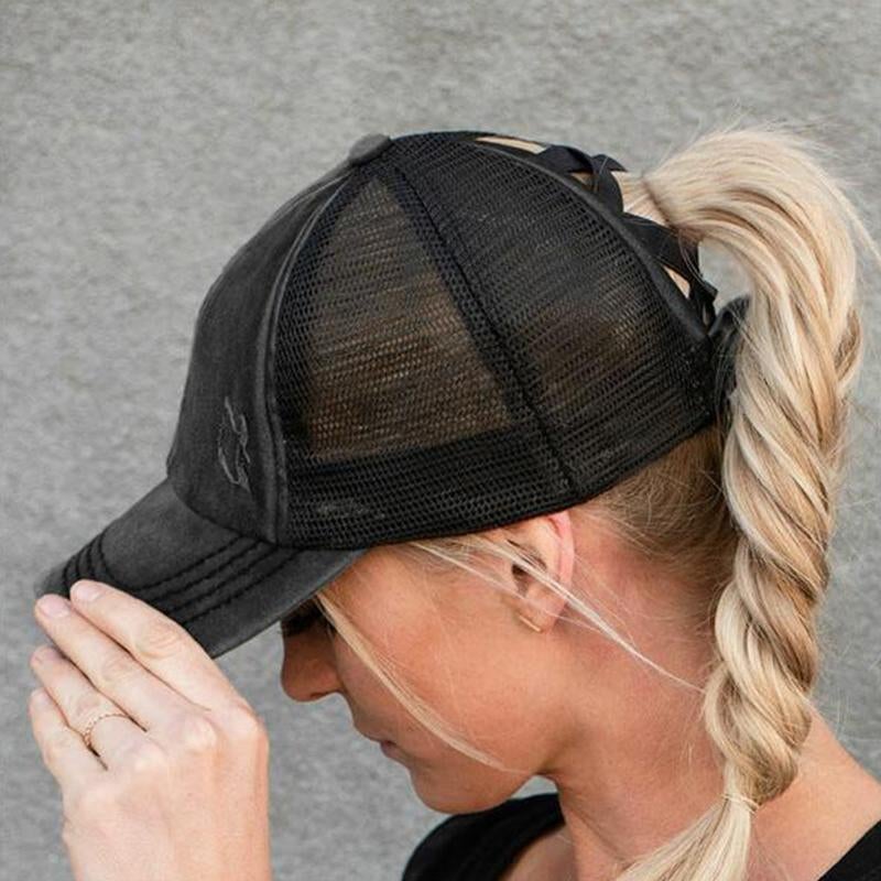 2020 Nouvelle Casquette en Maille Croisée pour Cheveux en Queue de Cheval