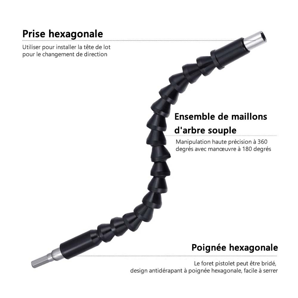 Extension de foret flexible avec support de foret à vis - ciaovie