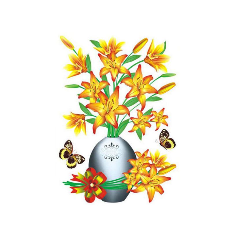 Vase à Fleurs en 3D Sticker Mural Auto-adhésifs