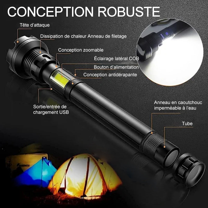 Lampe de Poche Laser LED Tactique Rechargeable