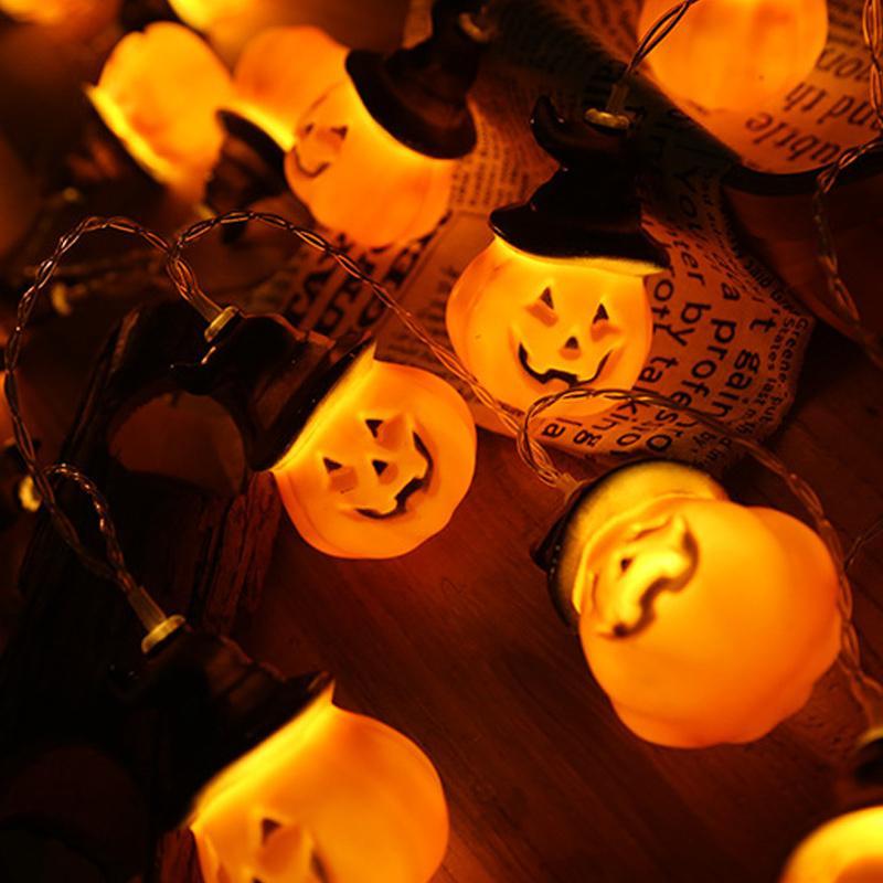 Guirlande Lumineuse Citrouille Halloween Avec Chapeaux De Sorcières
