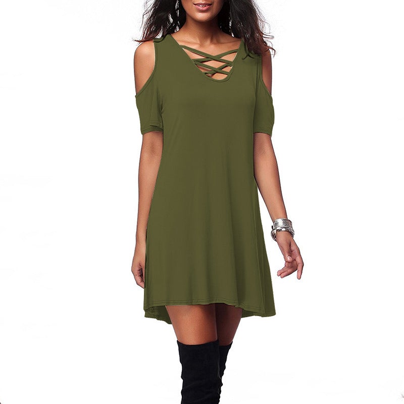 Ample Robe à Épaules Dénudées - ciaovie