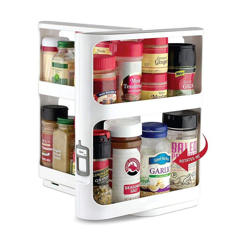 Rack de Stockage Double Étagères de Condiments Rotatif - ciaovie
