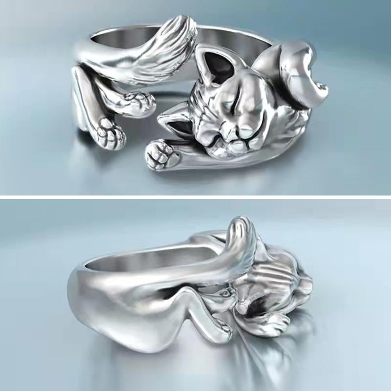 Bague Ouvert 3D de Chat Paresseux