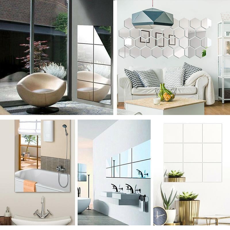 Feuilles Muraux Miroir en Plastique - ciaovie