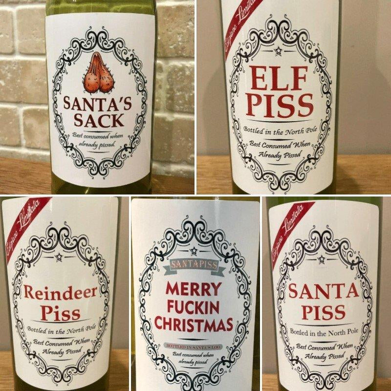 🎄Étiquettes de Bouteille de Fantaisie Amusantes de Noël (Lot de 5PCS)