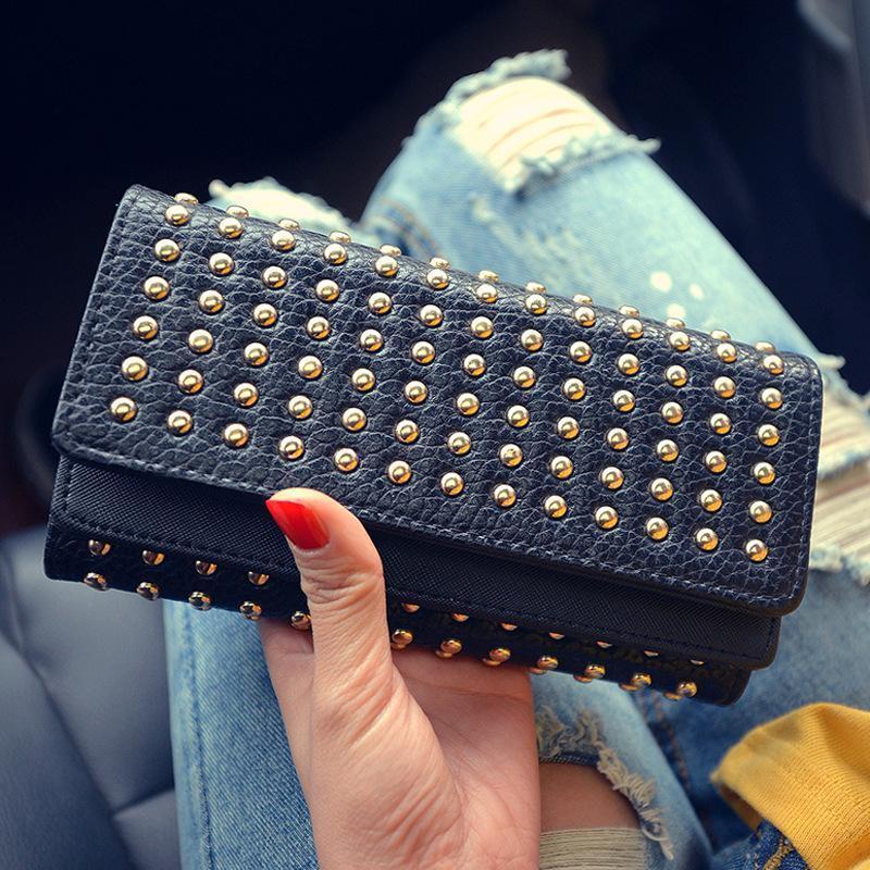 Femmes PU Cuir Mode Longue Pochette Vintage