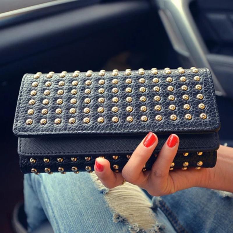 Femmes PU Cuir Mode Longue Pochette Vintage