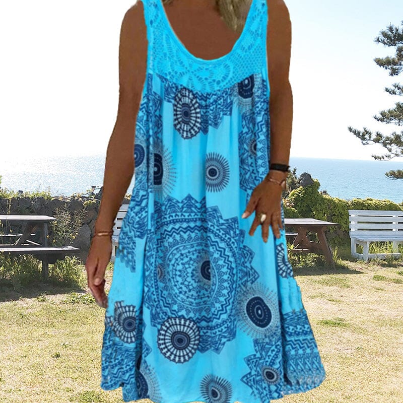 Robe d'été sans manches à col rond pour femmes