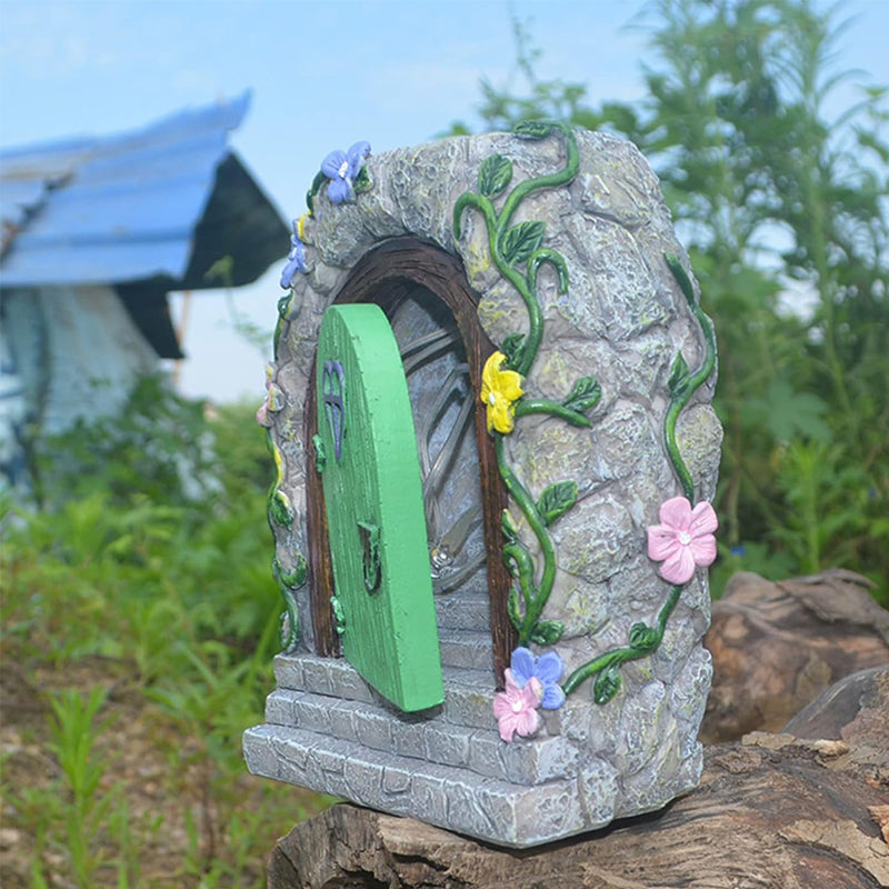 Statue de porte féerique à énergie solaire avec lumière LED