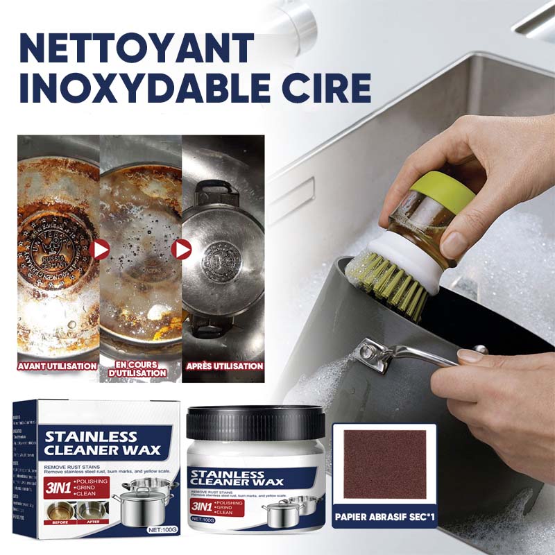 Pâte de nettoyage magique pour l'acier inoxydable