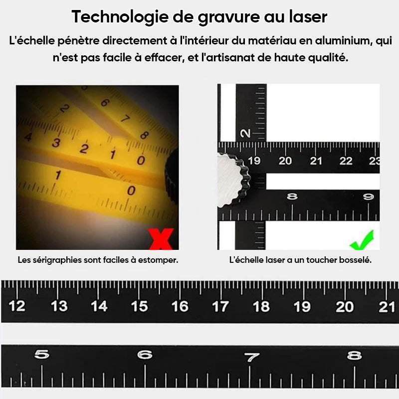 Règle de mesure à angles multiples