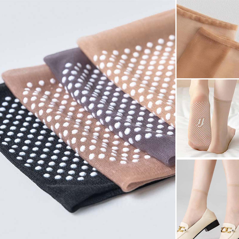 Chaussettes antidérapantes en soie cristalline invisibles pour femmes