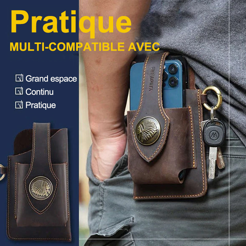 【CADEAU SPECIAL POUR PERE】Étui de Téléphone en Cuir Multifonctionnel
