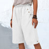 Pantalon uni en coton et lin