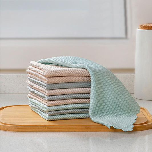 Chiffon de Nettoyage en Microfibre de Texture en Écailles de Poisson, 5 PCs
