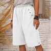 Pantalon uni en coton et lin