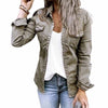 Veste en jean plissée à col à revers de couleur unie