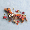 Assiette Plate Chien Teckel en Bois