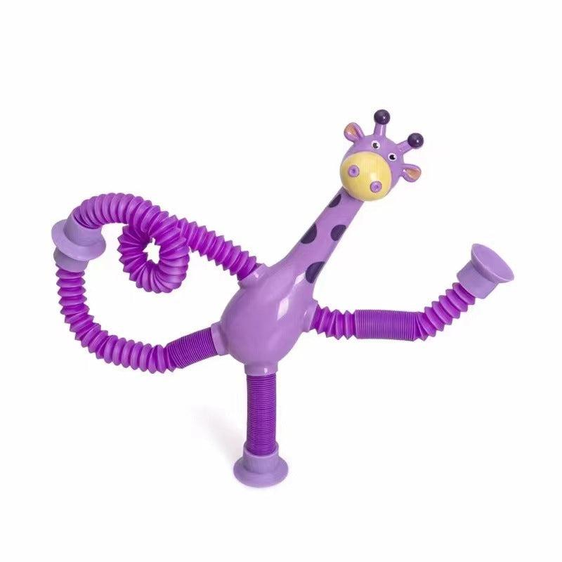 Telescopic giraffe toy with suction cup