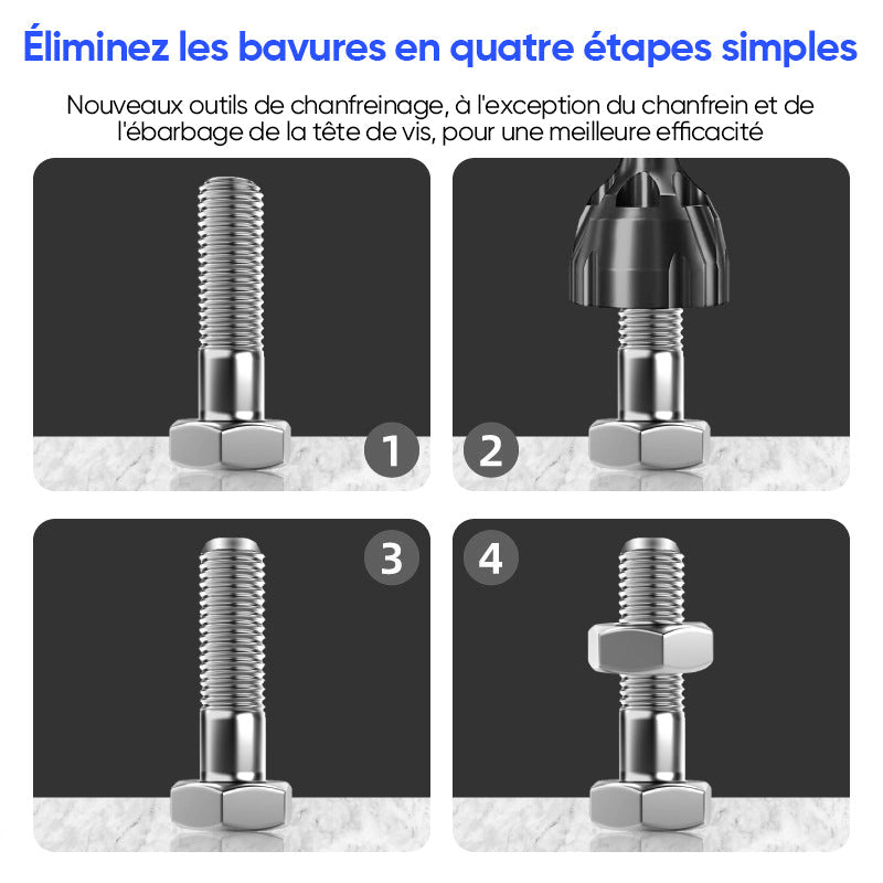Outil d'ébavurage à chanfrein externe avec lame en carbure de tungstène
