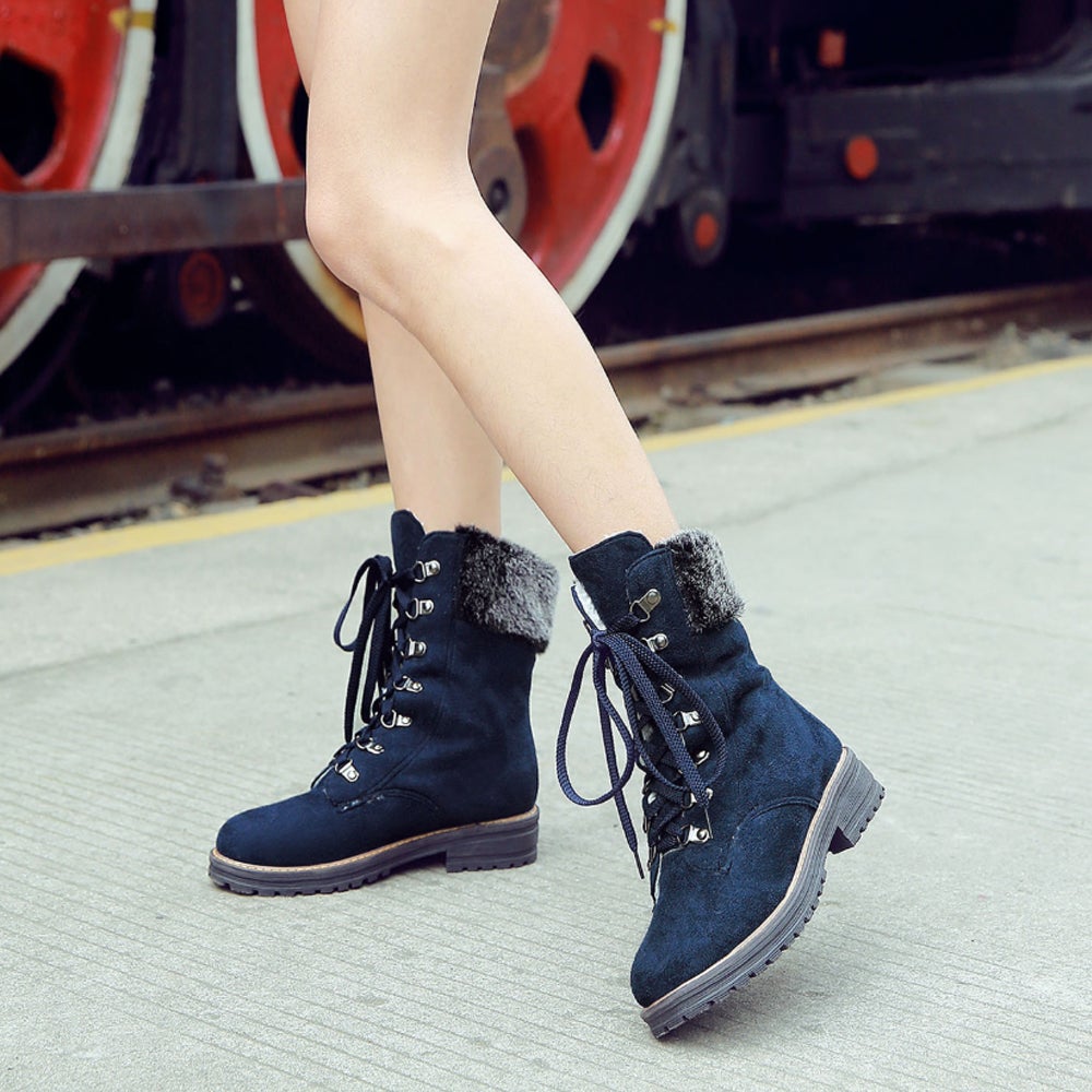 Ciaovie™ Bottes Mi-Mollet en Daim à Lacets Hiver - ciaovie