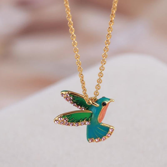 Collier Colibri Diamant Coloré