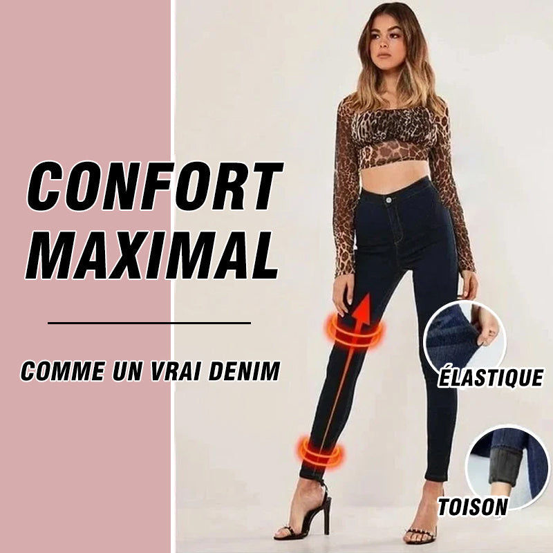 Jeans en molleton élastique épaissi pour femmes