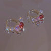 Boucles D'oreilles Zircon Coloré Paillettes Dorées