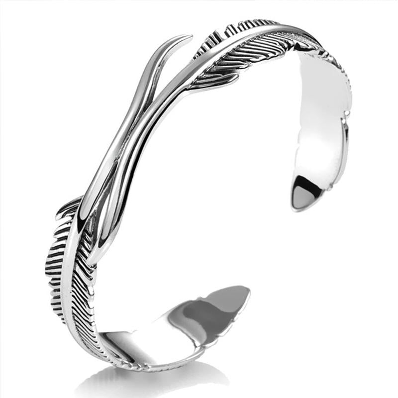 Joli Bracelet Plume en Argent