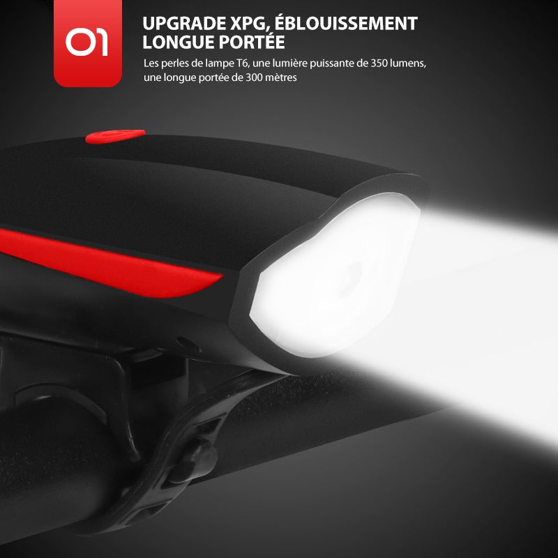 Eclairage Avant de Vélo de Montagne Rechargeable USB