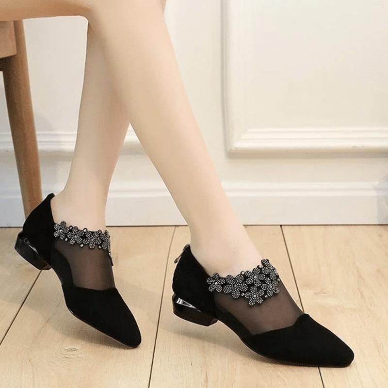 Sandales à Talons Bas en Maille pour Femmes