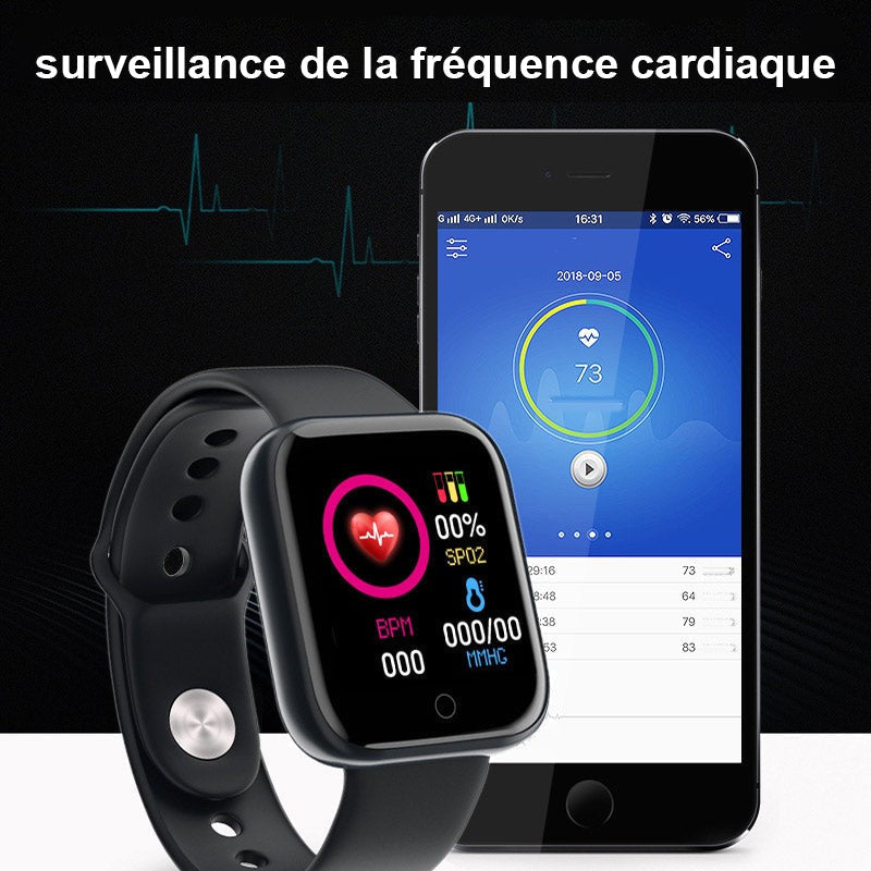 Montre Étanche Intelligent avec Fonction de Détecter la Fréquence Cardiaque